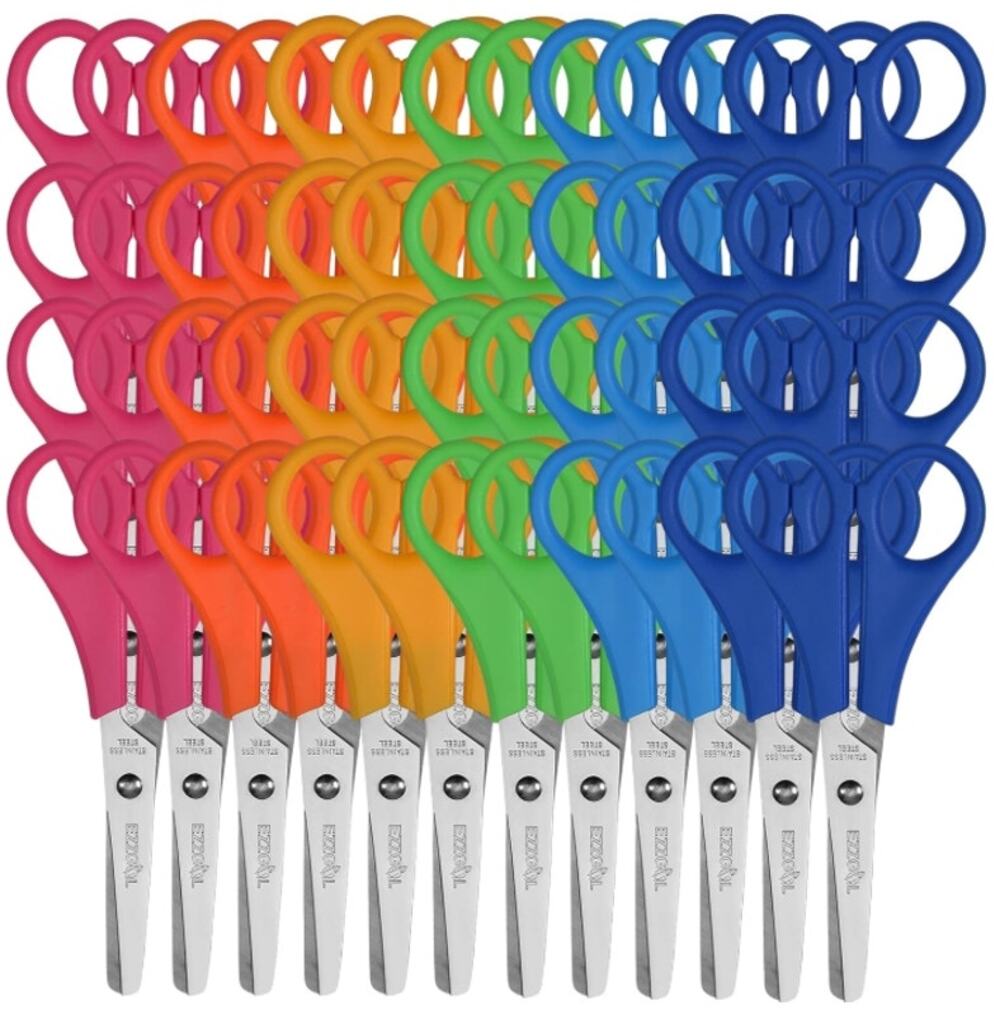 48 Pack 5" Kids Safety Scissors Blunt Tip Student Craft Scissors 6 Colors